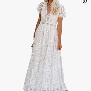 Boho V Neck wedding dress